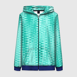 Толстовка на молнии женская Светлый бирюзовый абстрактный полосочки, цвет: 3D-синий