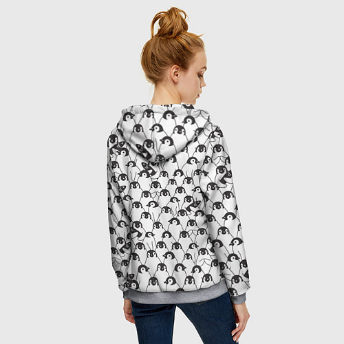 Женская толстовка на молнии Узор с пингвинами / 3D-Меланж – фото 4