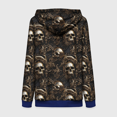 Женская толстовка на молнии Черепа и узоры лакшери / 3D-Синий – фото 2