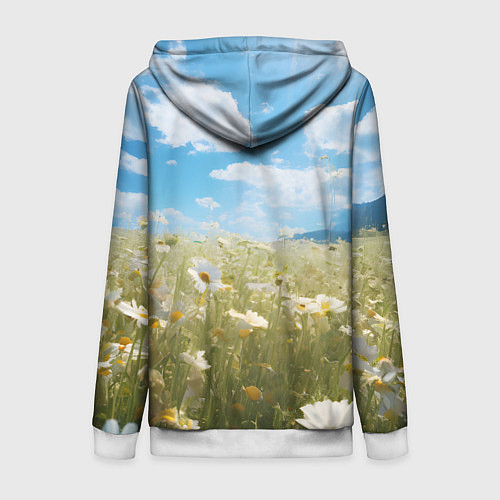Женская толстовка на молнии Ромашковое поле / 3D-Белый – фото 2