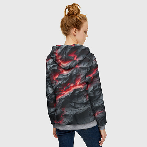 Женская толстовка на молнии Раскаленная лава на горных камнях / 3D-Меланж – фото 4