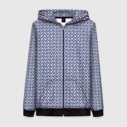 Толстовка на молнии женская Волнистые полосы текстурированный сиренево-бирюзов, цвет: 3D-черный