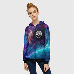 Толстовка на молнии женская Pokemon space anime, цвет: 3D-черный — фото 2