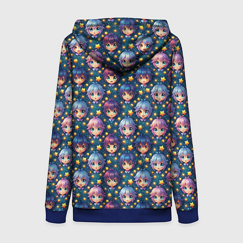 Женская толстовка на молнии Аниме персонажи паттерн / 3D-Синий – фото 2