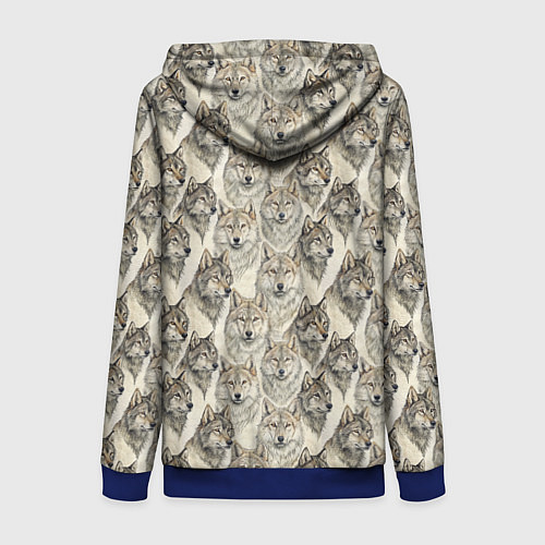 Женская толстовка на молнии Паттерн лесного волка / 3D-Синий – фото 2