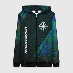 Толстовка на молнии женская Nightwish glitch blue, цвет: 3D-черный