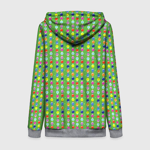 Женская толстовка на молнии Паттерн с вертикальными гирляндами на зеленом / 3D-Меланж – фото 2