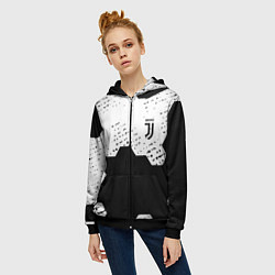 Толстовка на молнии женская Juventus hexagon black sport, цвет: 3D-черный — фото 2