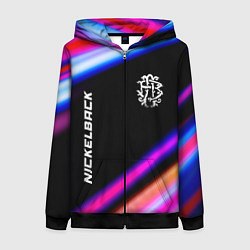 Толстовка на молнии женская Nickelback neon rock lights, цвет: 3D-черный