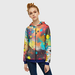 Толстовка на молнии женская Акварельная абстракция - нейросеть, цвет: 3D-синий — фото 2