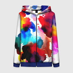 Толстовка на молнии женская Абстрактная акварельная композиция, цвет: 3D-синий