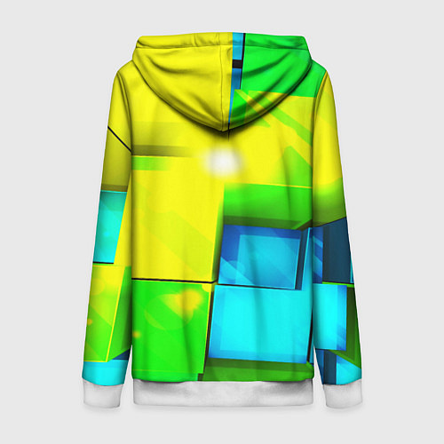 Женская толстовка на молнии Зелёные кубы разломы / 3D-Белый – фото 2