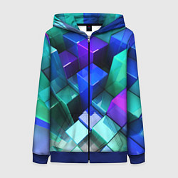 Женская толстовка на молнии Неоновые кубы текстура