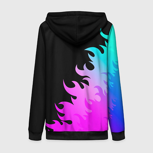Женская толстовка на молнии Tomodachi Game неоновый огонь / 3D-Черный – фото 2