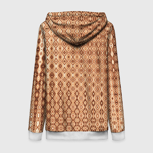 Женская толстовка на молнии Светлый коричневый абстрактный узор / 3D-Белый – фото 2
