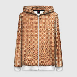 Женская толстовка на молнии Светлый коричневый абстрактный узор