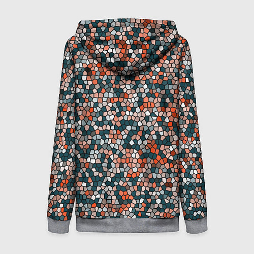 Женская толстовка на молнии Красно-бирюзовый паттерн мелкая мозаика / 3D-Меланж – фото 2