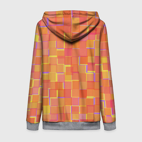 Женская толстовка на молнии Россыпь оранжевых квадратов / 3D-Меланж – фото 2