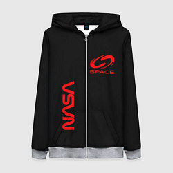 Толстовка на молнии женская Nasa space red logo, цвет: 3D-меланж