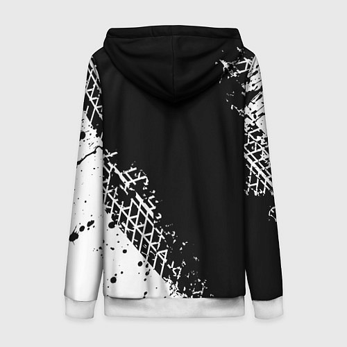 Женская толстовка на молнии Ленд Ровер: следы от шин / 3D-Белый – фото 2