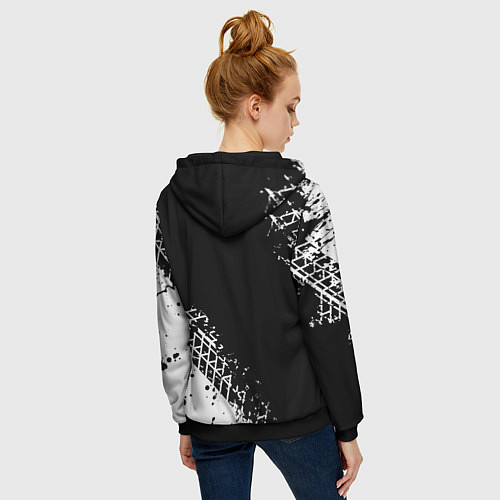 Женская толстовка на молнии Сузуки: следы от шин / 3D-Черный – фото 4