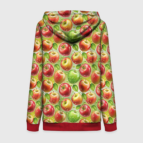 Женская толстовка на молнии Натуральные яблоки паттерн / 3D-Красный – фото 2