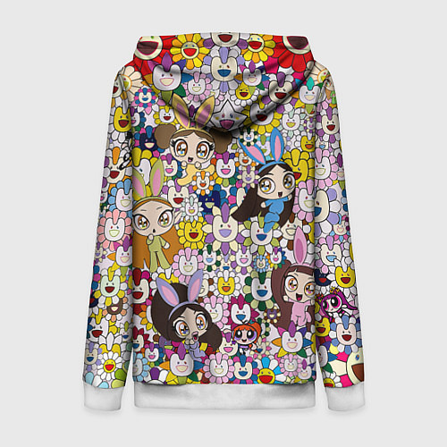 Женская толстовка на молнии Right now NewJeans and Takashi Murakami / 3D-Белый – фото 2