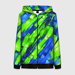 Женская толстовка на молнии Сине-зеленые наклонные блоки