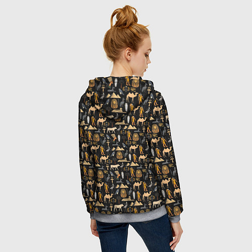 Женская толстовка на молнии Древний Египет - паттерн / 3D-Меланж – фото 4