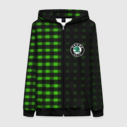 Толстовка на молнии женская Skoda pattern geometry, цвет: 3D-черный