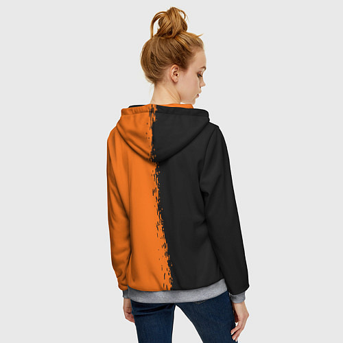 Женская толстовка на молнии Half life краски оранж / 3D-Меланж – фото 4