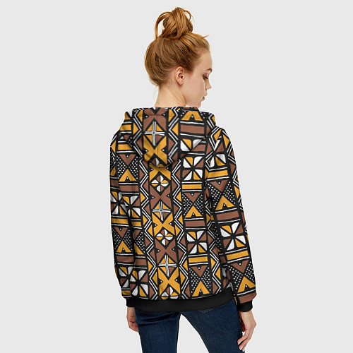 Женская толстовка на молнии Африканский мавританский узор / 3D-Черный – фото 4