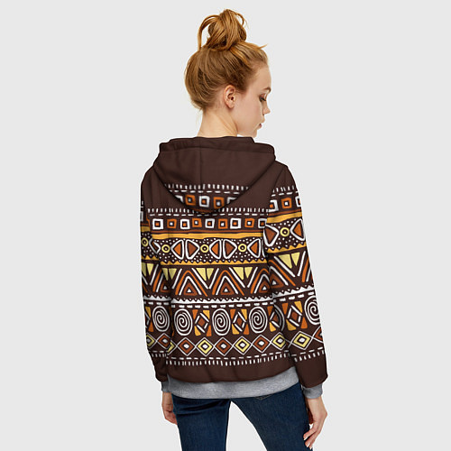 Женская толстовка на молнии Африканский традиционный орнамент / 3D-Меланж – фото 4