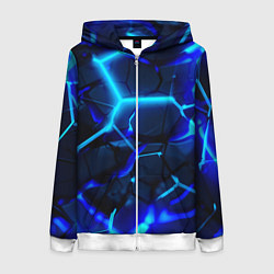 Женская толстовка на молнии Яркие голубые неоновые плиты в разломе