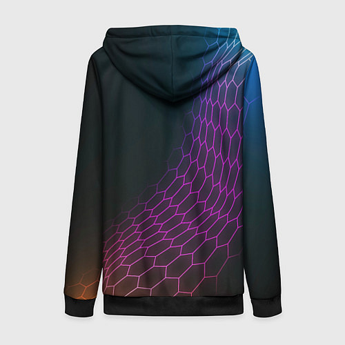 Женская толстовка на молнии Lamborghini neon hexagon / 3D-Черный – фото 2