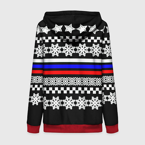 Женская толстовка на молнии Rusiia winter pattern / 3D-Красный – фото 2