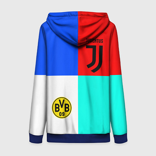 Женская толстовка на молнии Juventus x Borussia / 3D-Синий – фото 2