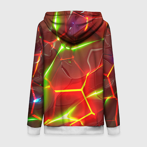 Женская толстовка на молнии Неоновые красные плиты с ярким светом / 3D-Белый – фото 2