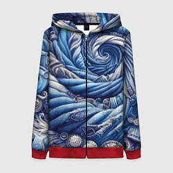 Толстовка на молнии женская Denim funnel - fashion trend, цвет: 3D-красный