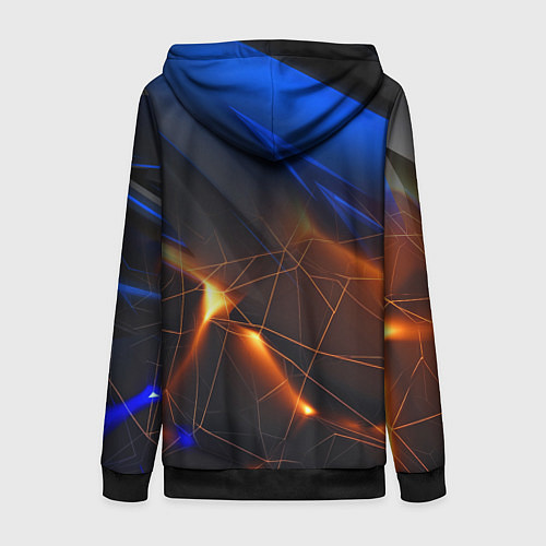 Женская толстовка на молнии Синяя абстракция с желтыми плитами / 3D-Черный – фото 2