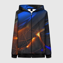 Женская толстовка на молнии Синяя абстракция с желтыми плитами