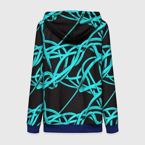 Женская толстовка на молнии Ярко голубые линии / 3D-Синий – фото 2