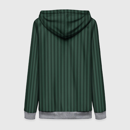Женская толстовка на молнии Роскошный зелёный в полоску / 3D-Меланж – фото 2