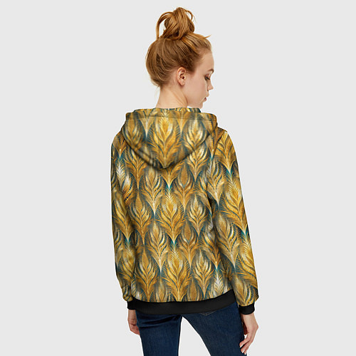 Женская толстовка на молнии Золото осени травинки / 3D-Черный – фото 4