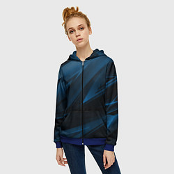 Толстовка на молнии женская Geometry stripes blue neon, цвет: 3D-синий — фото 2