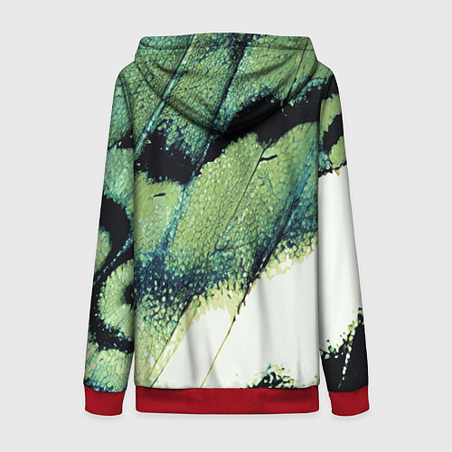 Женская толстовка на молнии Зелено-черные пятна на светлом / 3D-Красный – фото 2