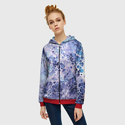 Толстовка на молнии женская Абстракция текстура воды и мрамора, цвет: 3D-красный — фото 2