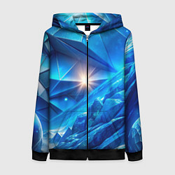 Женская толстовка на молнии Синяя объемная абстракция со вспышкой