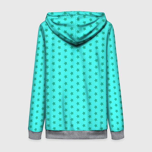 Женская толстовка на молнии Паттерн неоновый циан со звездами / 3D-Меланж – фото 2