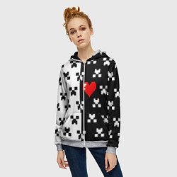 Толстовка на молнии женская Minecraft pattern love, цвет: 3D-меланж — фото 2